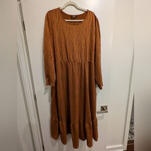 Bloomchic Water Ripple Textured Maxi Dress in Rust